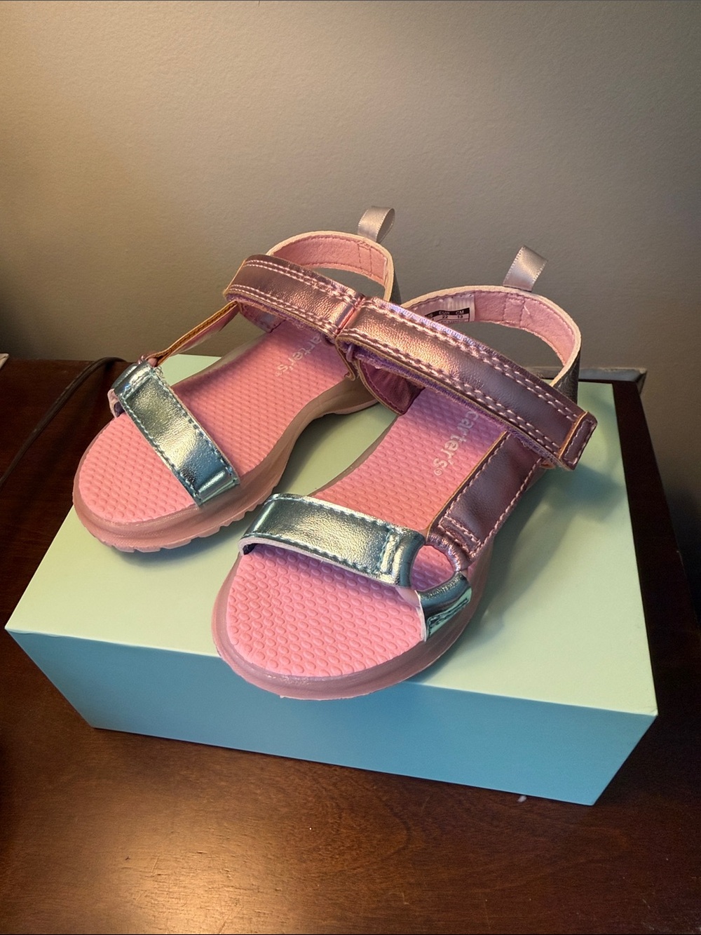 New Toddler Pink Metallic Sport Sandals